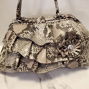 Snakeskin With Ruffles Shoulder Bag By Nicole Miller